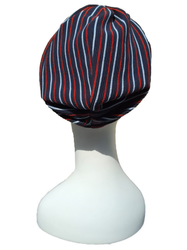 Chemo muts Maya MA1700 Stripes Navy, white and red Chemo mutsjes Maya MA1700 Stripes Navy, white and red